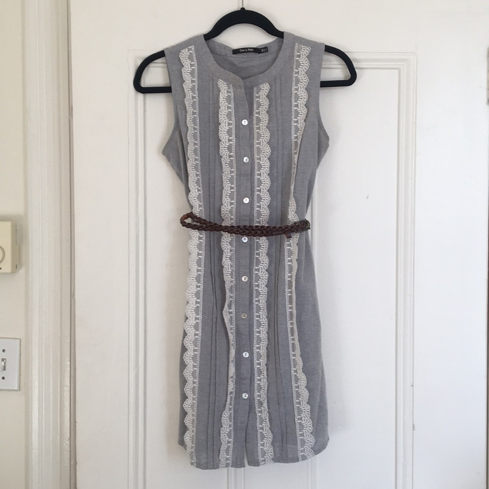 Mid length dress with belt